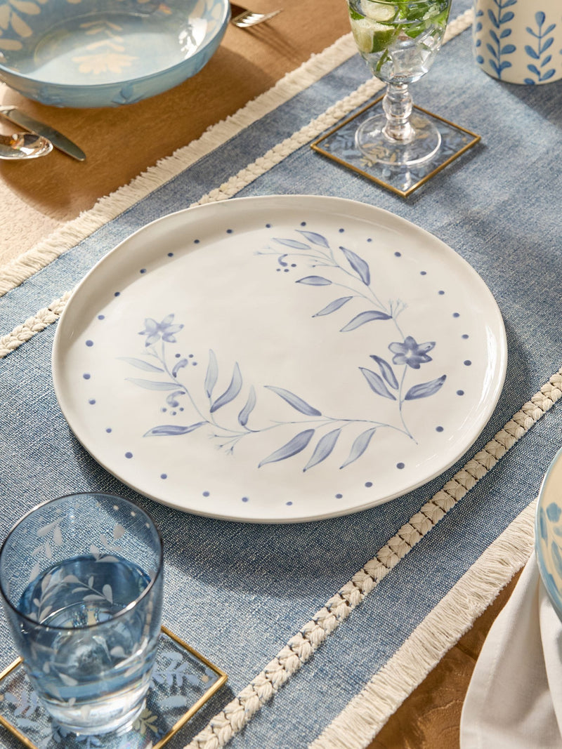 Cream Alice floral hand-painted serving platter 31.5cm - British product