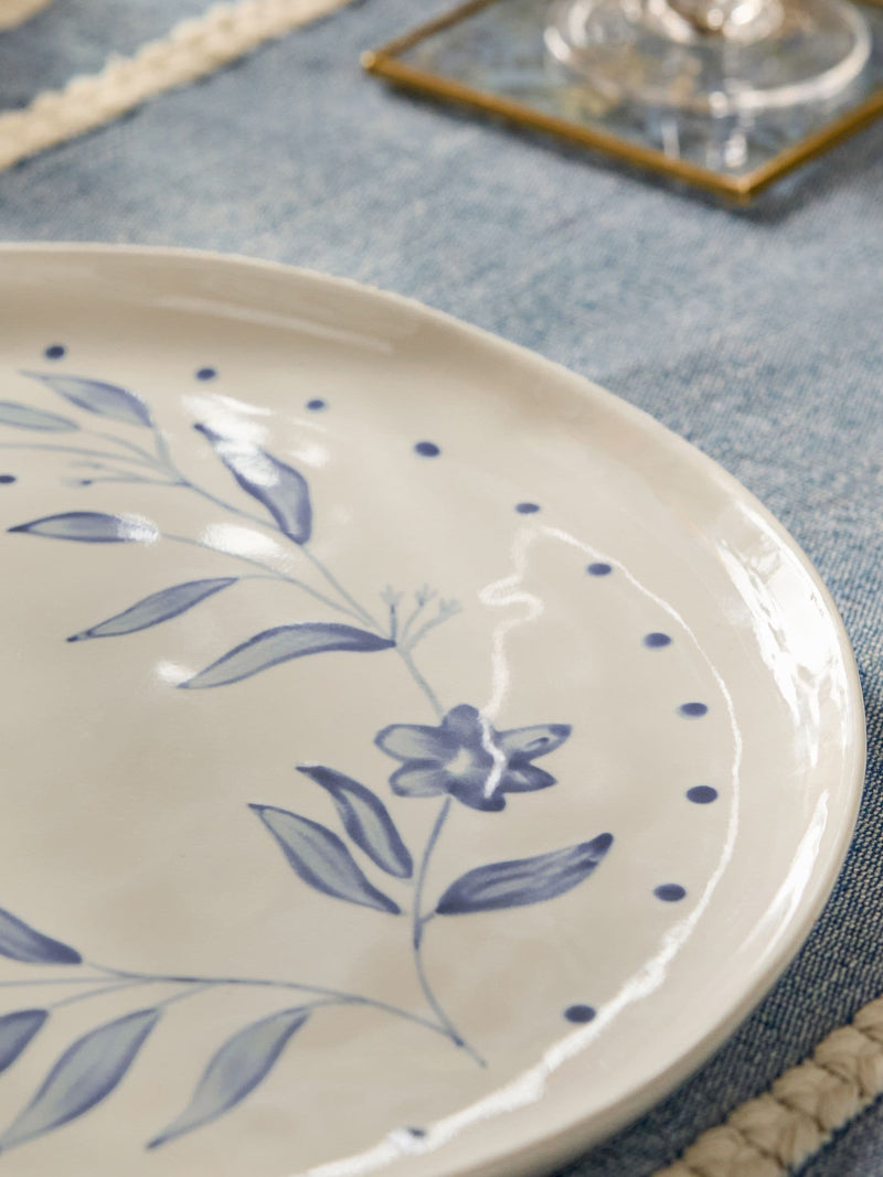 Cream Alice floral hand-painted serving platter 31.5cm - British product