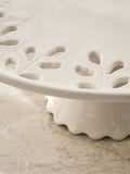 Cream Alice Floral cake stand with folk cutout pattern, UK version