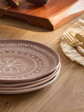 Stoneware side plates set of 4 global patterns 21.5cm, UK version