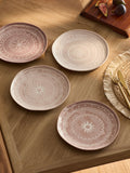 Stoneware side plates set of 4 global patterns 21.5cm, UK version