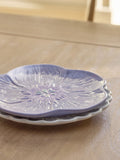 Set of 2 lilac flower stoneware side plates (British brand)