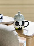 Monochrome football mug with removable lid, imported from the UK