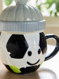 Monochrome football mug with removable lid, imported from the UK