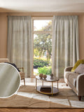 Aeris natural putty sheer curtain, imported from the UK
