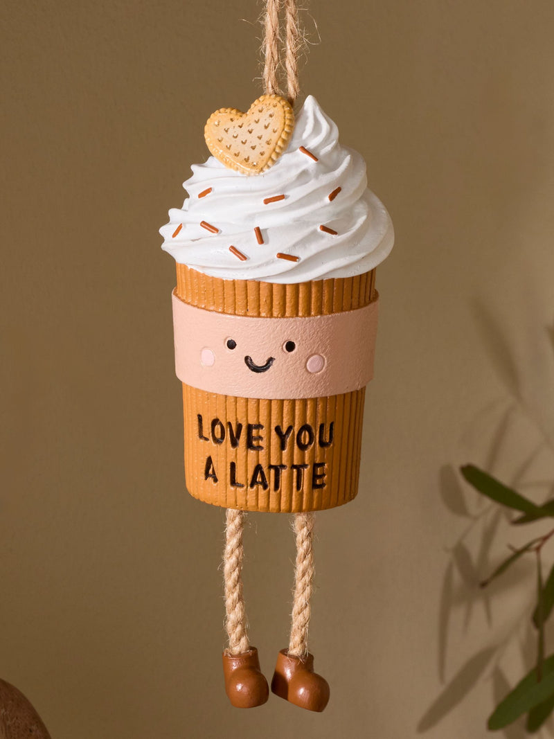 Neutral latte character hanging decoration 9.5cm - British product