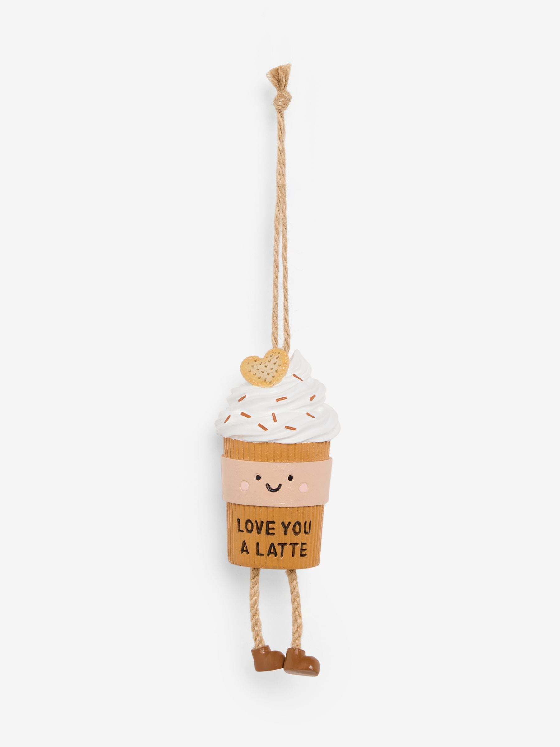 Neutral latte character hanging decoration 9.5cm - British product