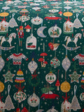 Green ornaments Christmas reversible duvet cover set - British product