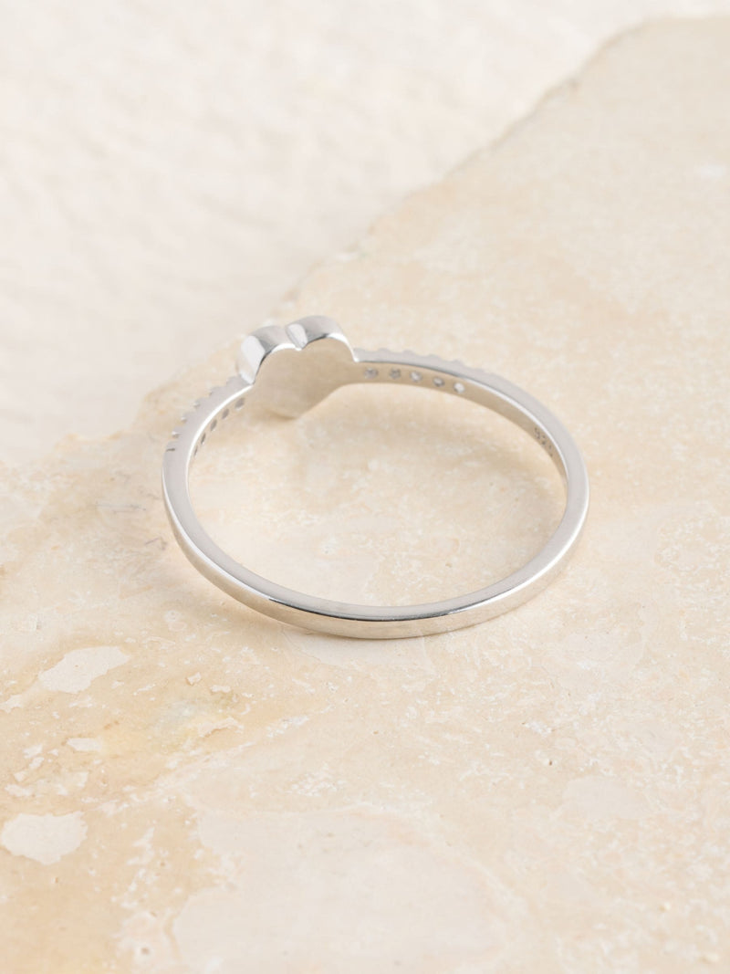 Sterling silver pave heart ring with cubic zirconia, UK version