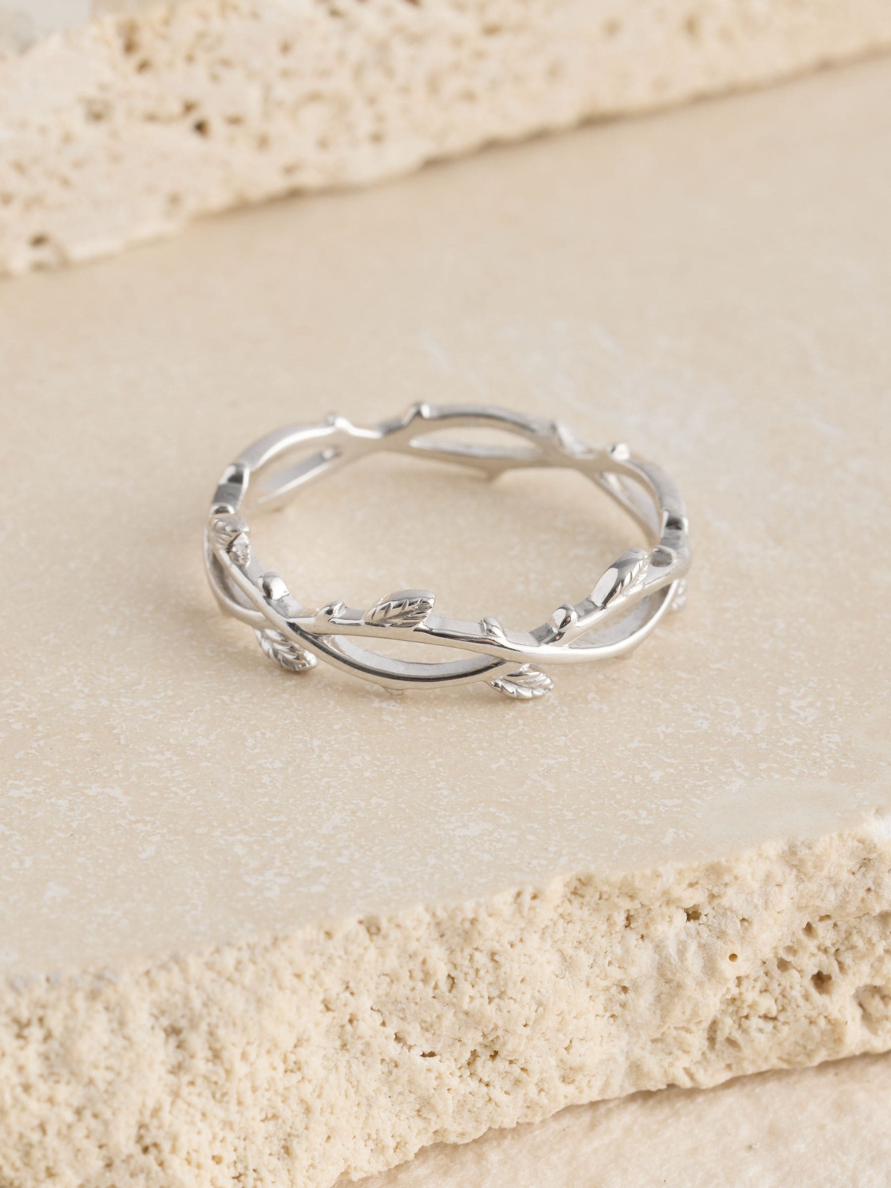 Gold plated sterling silver vine leaf wrap ring, imported from the UK