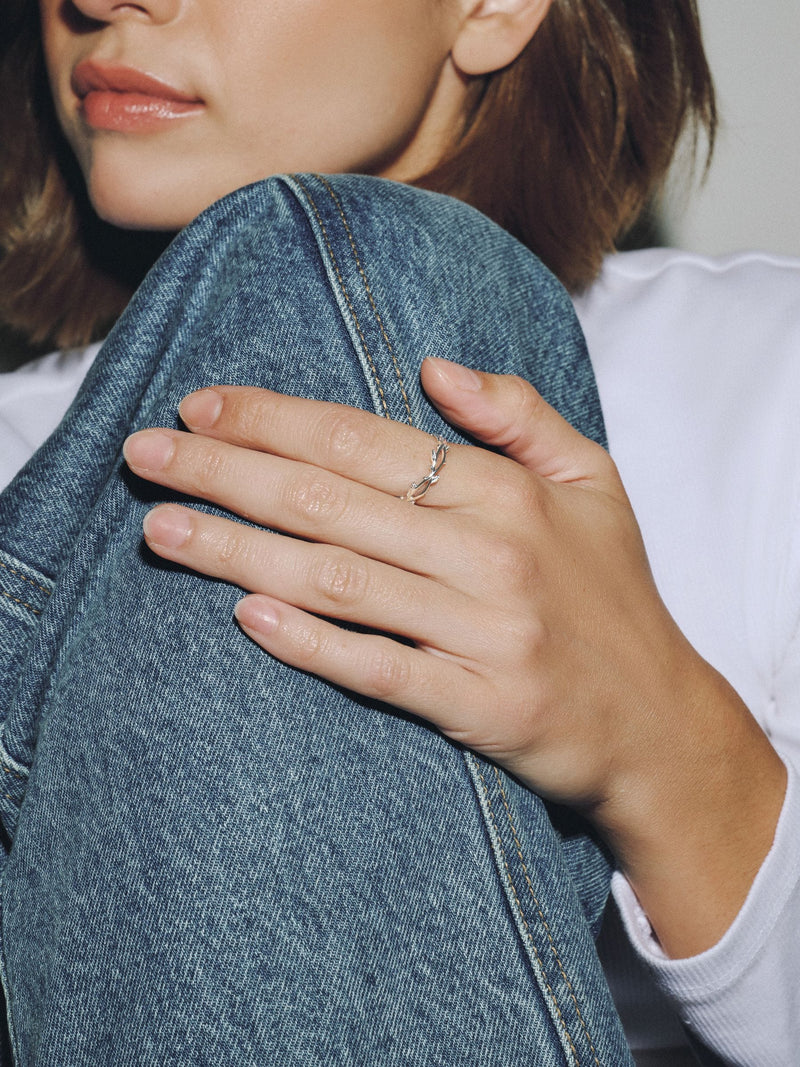 Gold plated sterling silver vine leaf wrap ring, imported from the UK