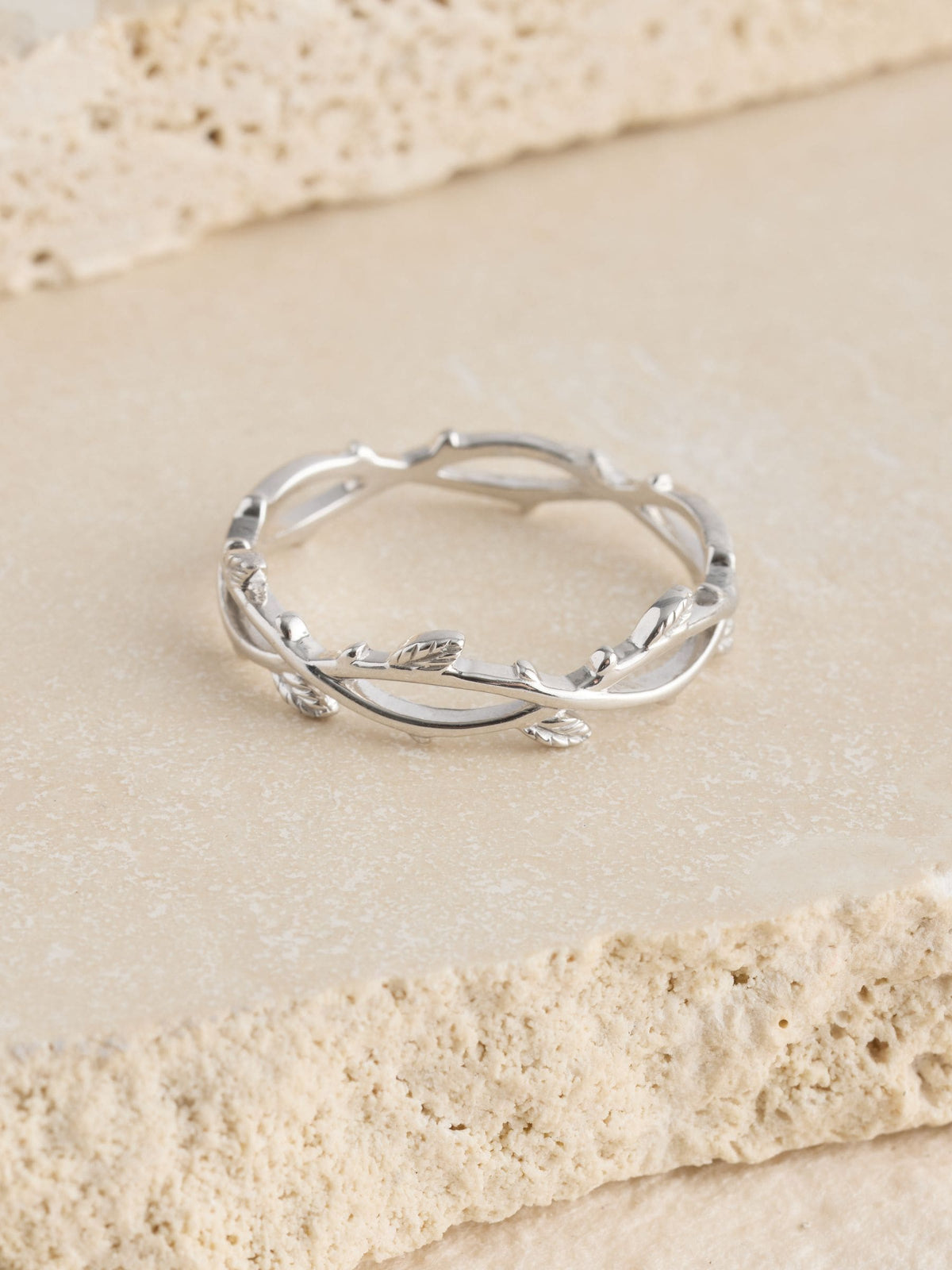 Gold plated sterling silver vine leaf wrap ring, imported from the UK