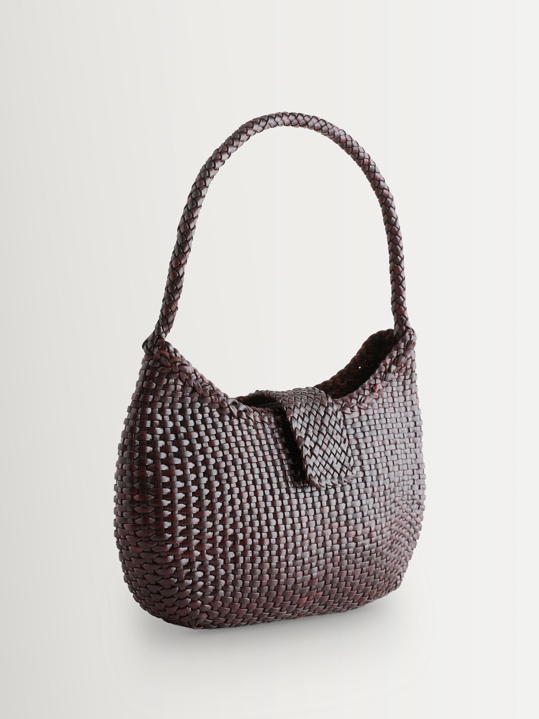 Rixo woven leather Saoirse bag in dark brown (British brand)