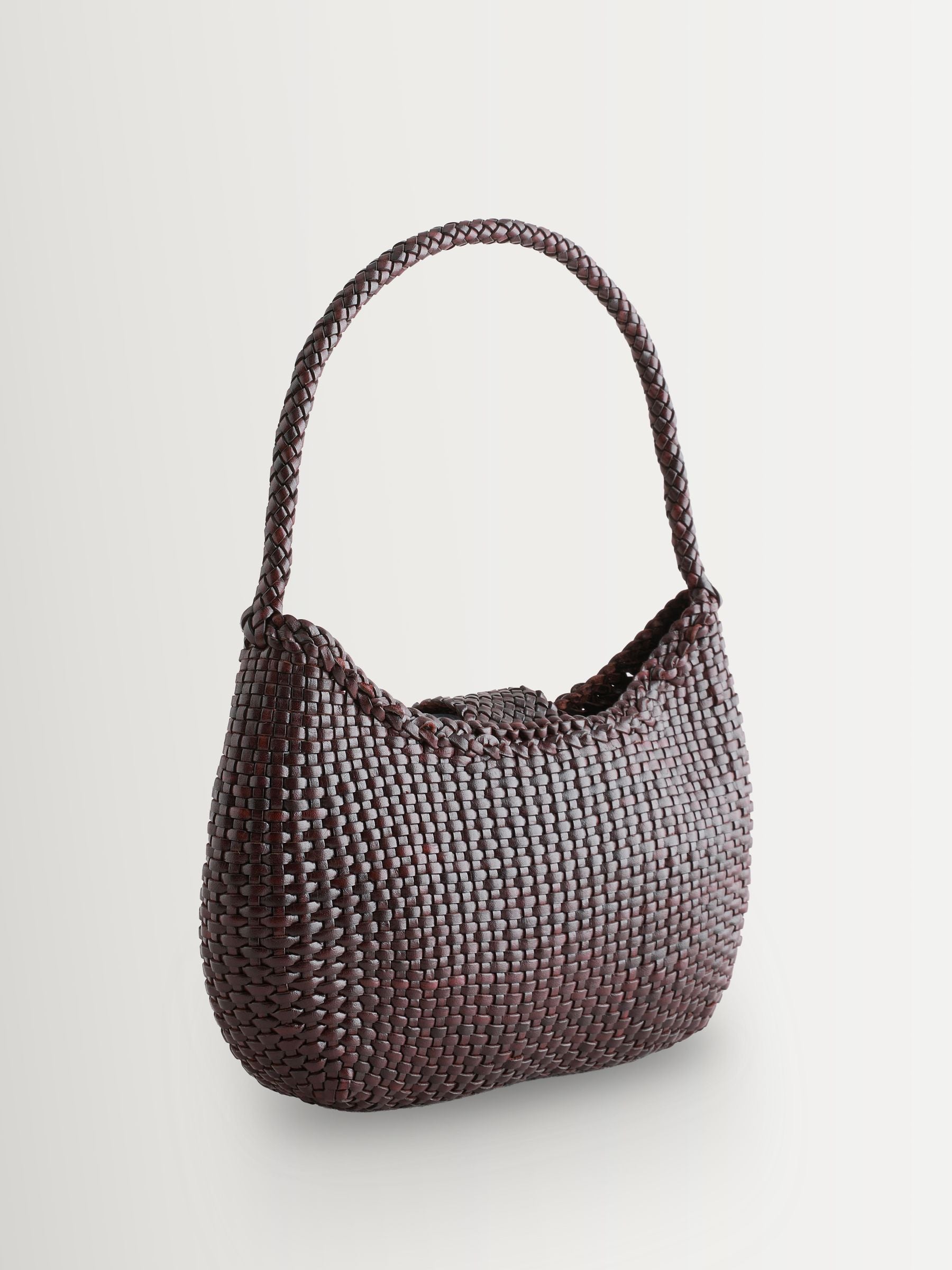 Rixo woven leather Saoirse bag in dark brown (British brand)