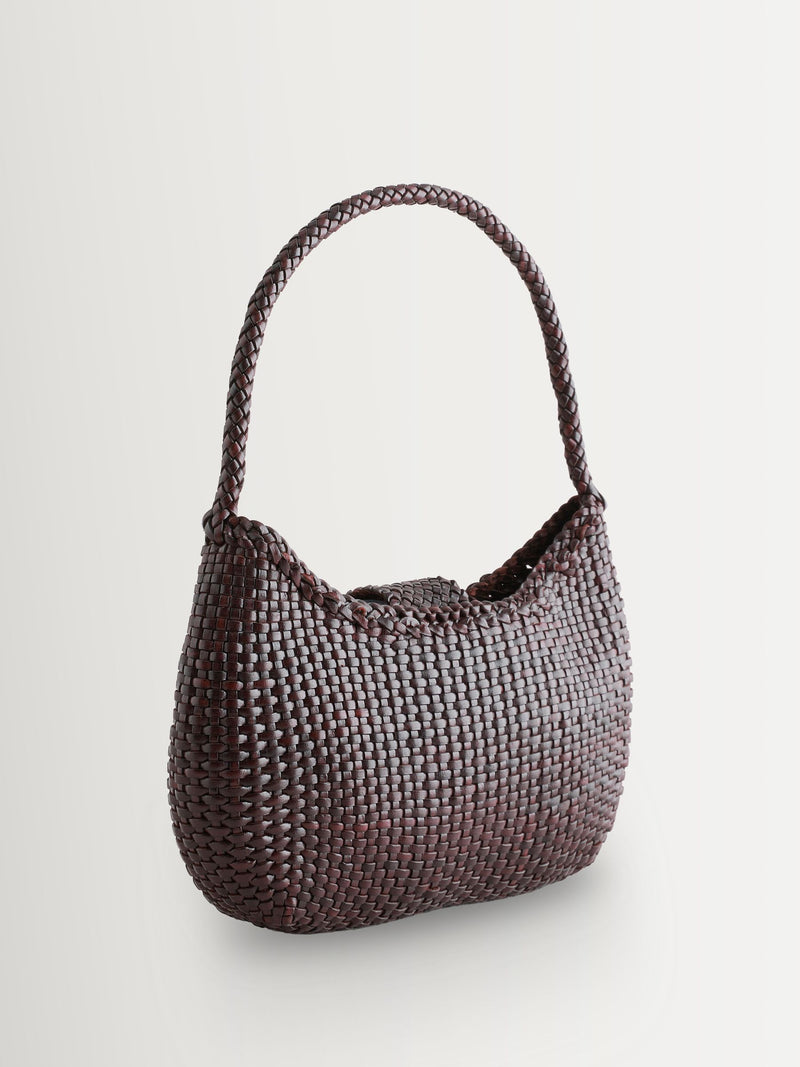 Rixo woven leather Saoirse bag in dark brown (British brand)