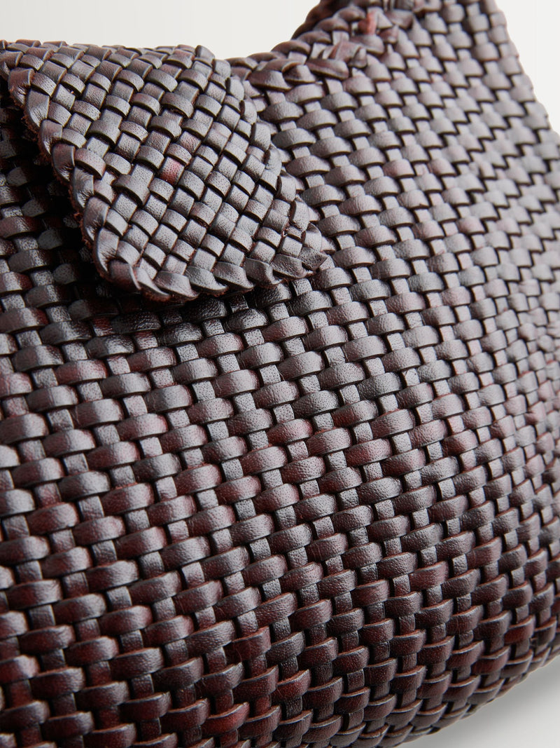 Rixo woven leather Saoirse bag in dark brown (British brand)