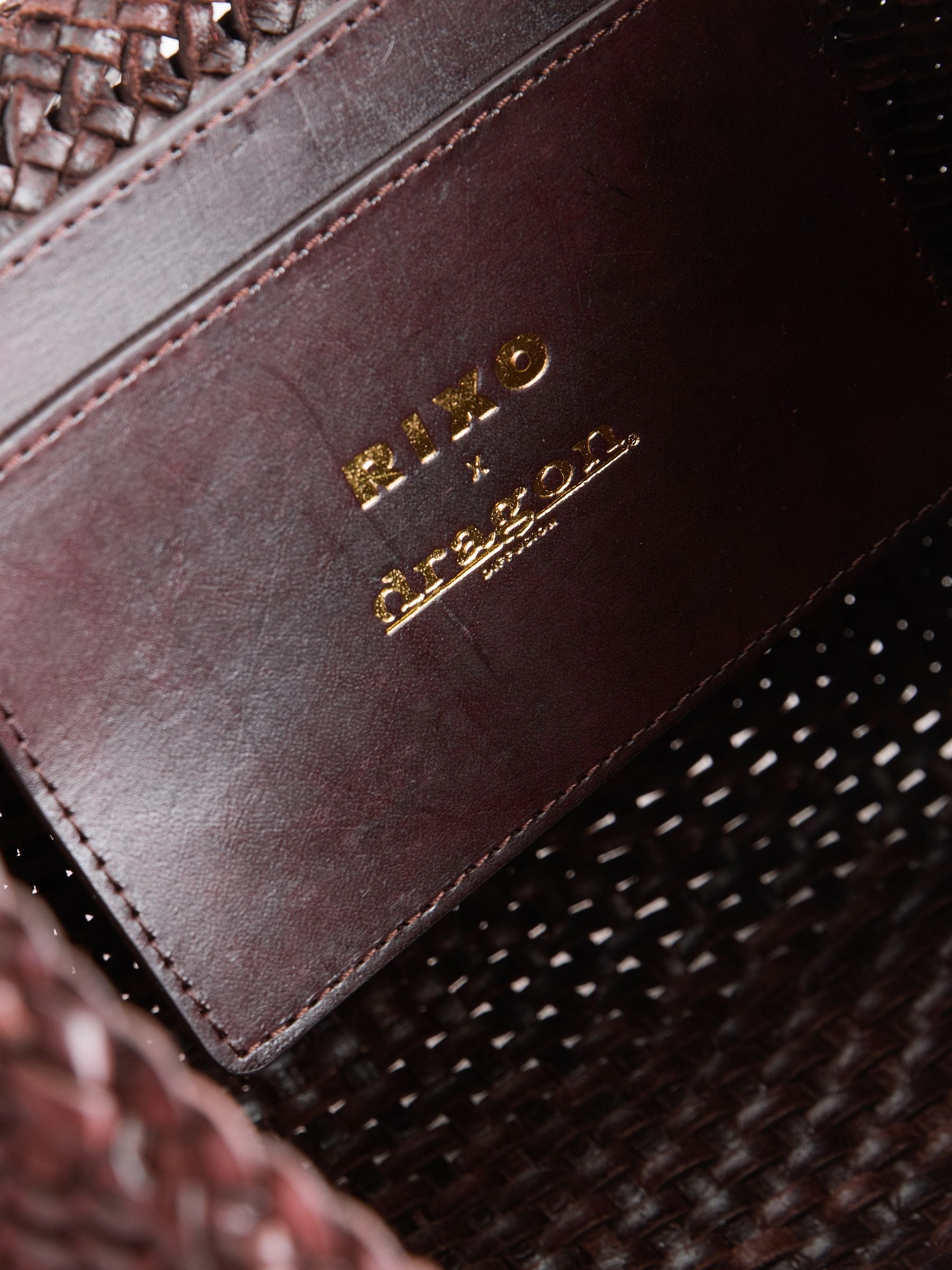 Rixo woven leather Saoirse bag in dark brown (British brand)