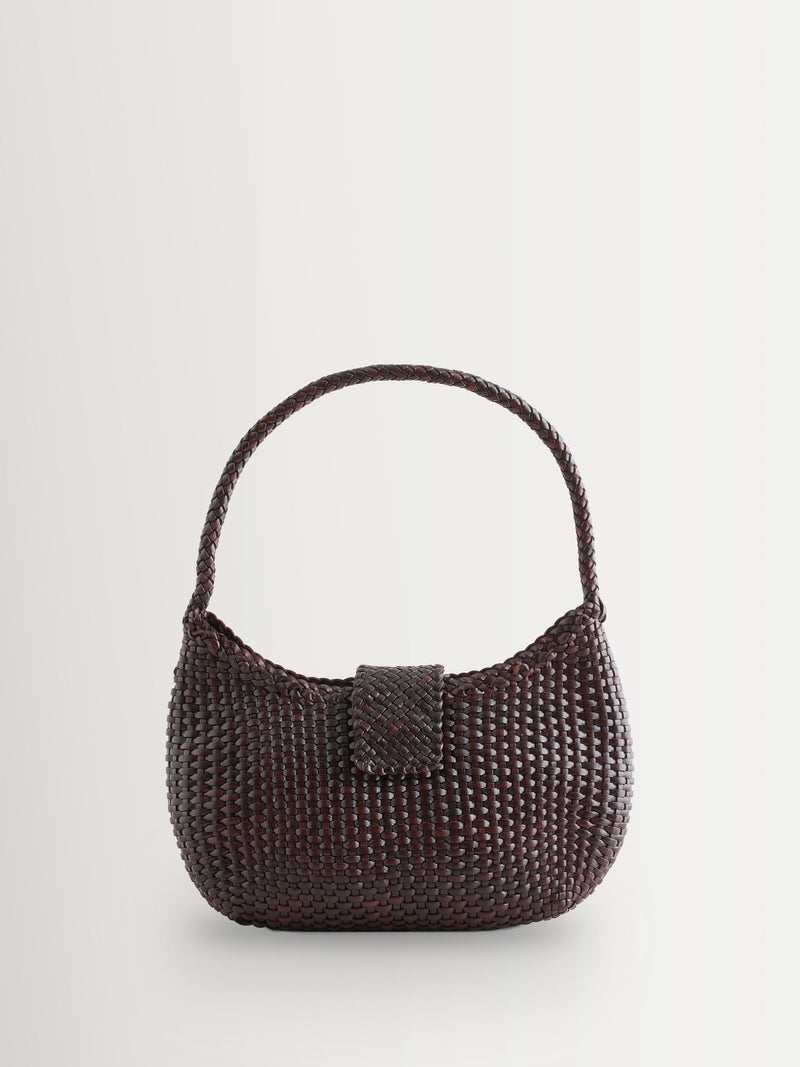 Rixo woven leather Saoirse bag in dark brown (British brand)