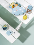 Blue Lunch and Snack Box Set with Straw Bottle and Dividers