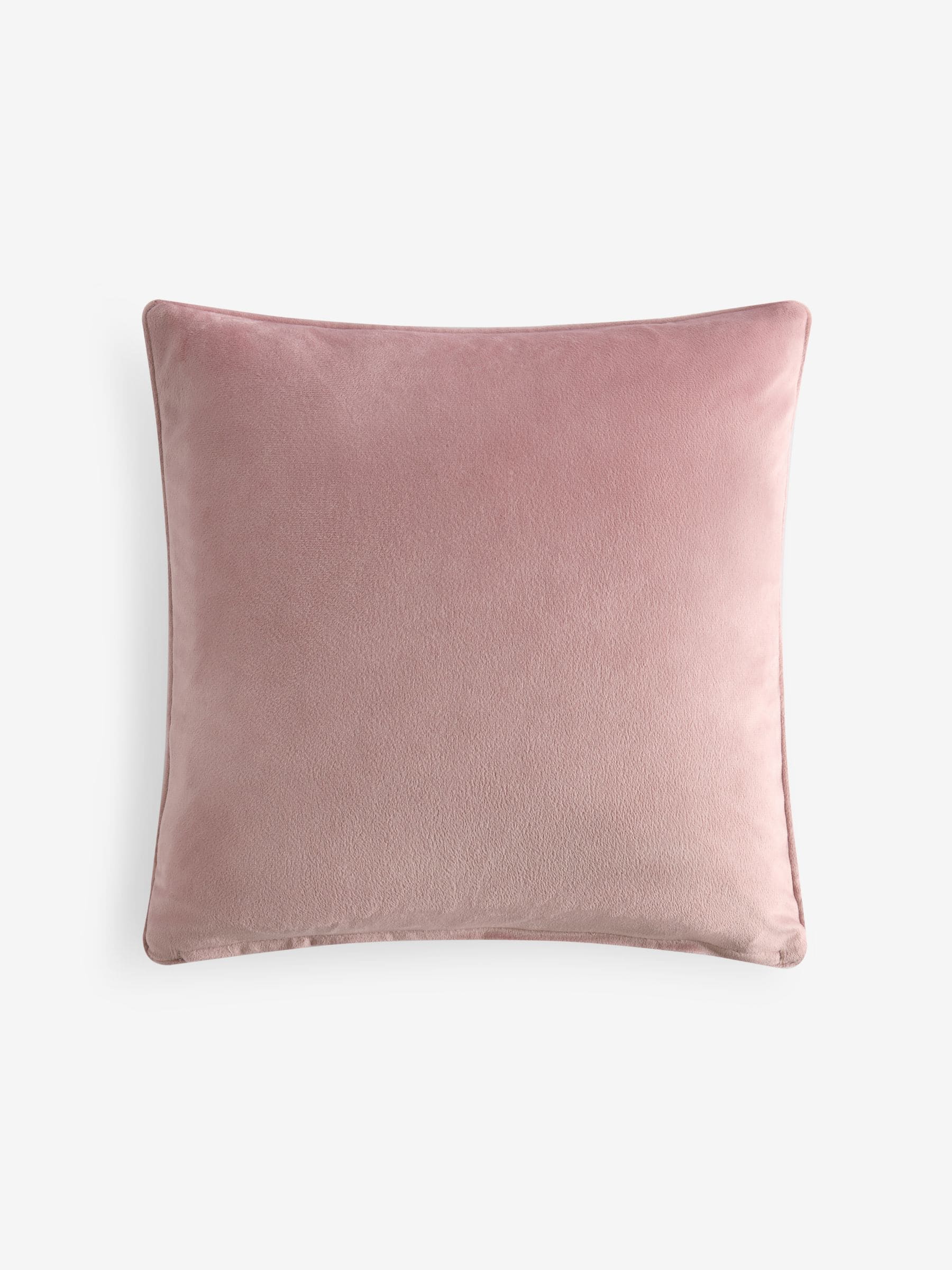Velvet cushion in blush pink, 43cm square (British brand)