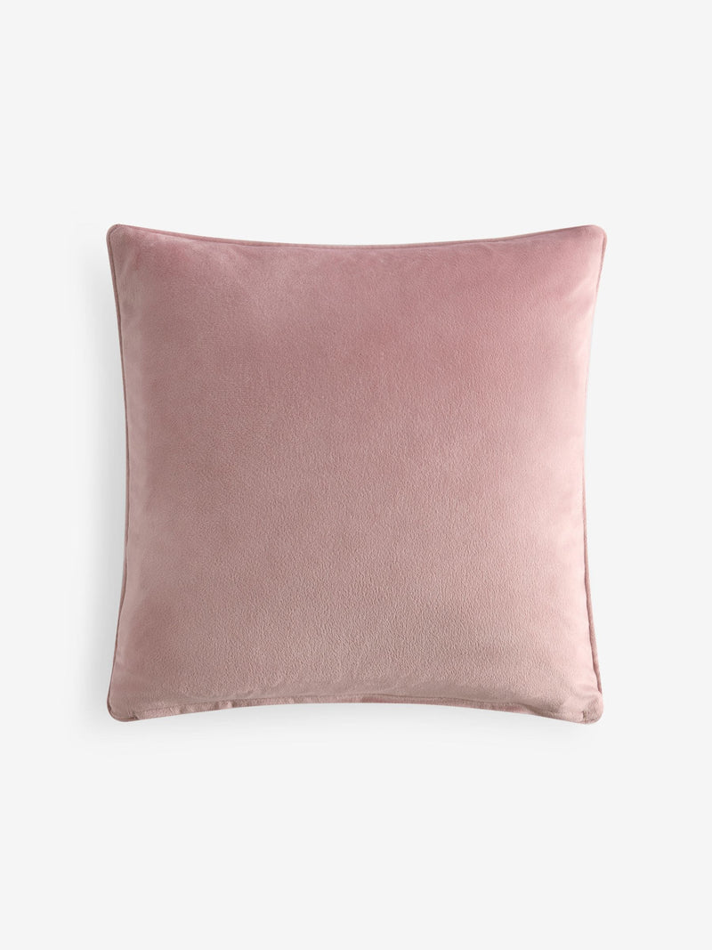 Velvet cushion in blush pink, 43cm square (British brand)
