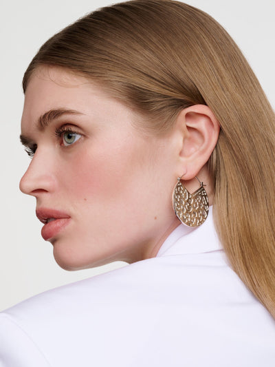 Next Karen Millen Silver Tone Leopard Print Disc Earrings- Buy online at McGrocer