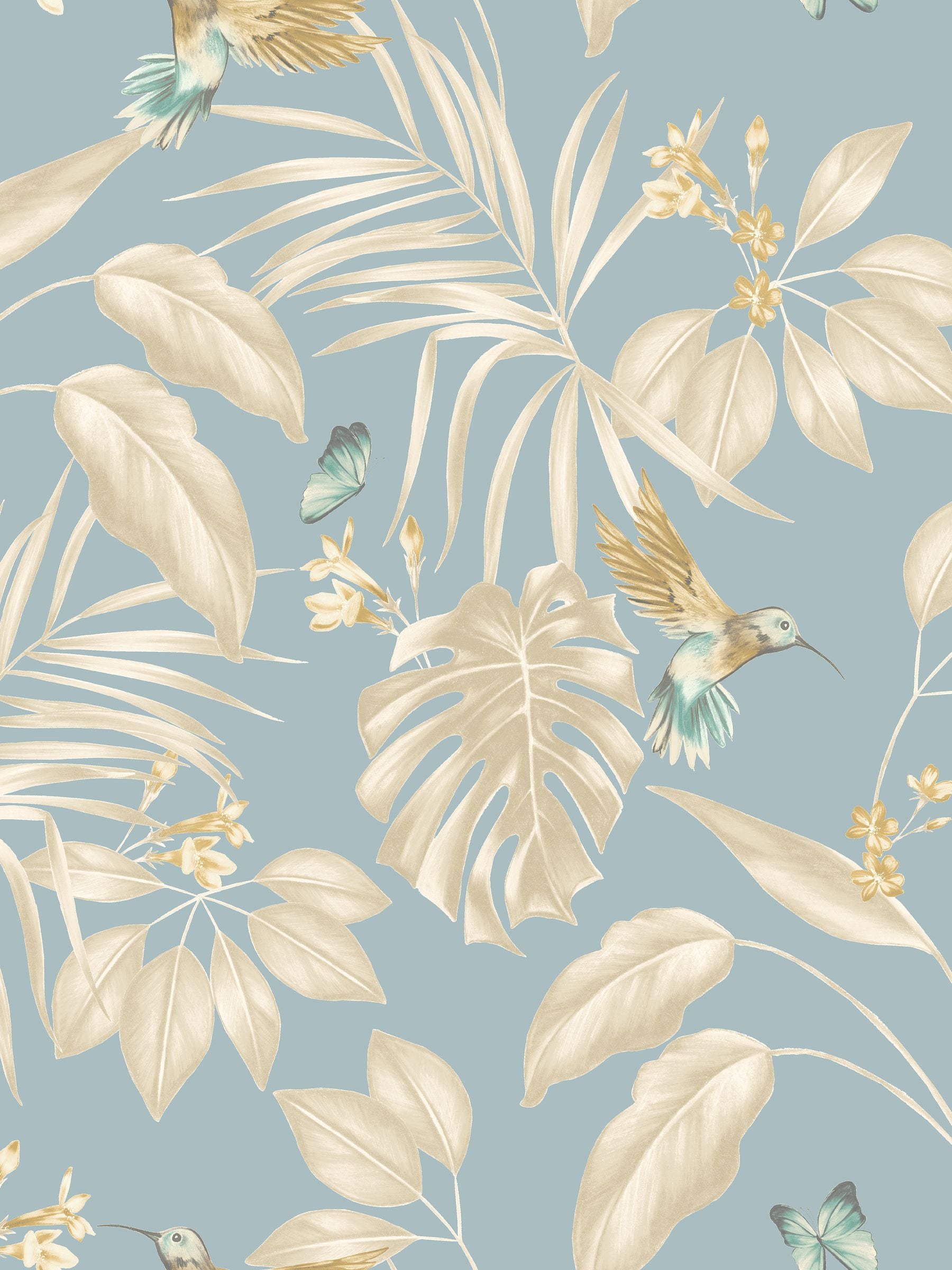 Ohpopsi blue hummingbird wallpaper sample A4 (British brand)