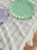 Sage green gingham washed cotton table cloth - British product