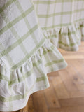 Sage green gingham washed cotton table cloth - British product