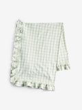 Sage green gingham washed cotton table cloth - British product