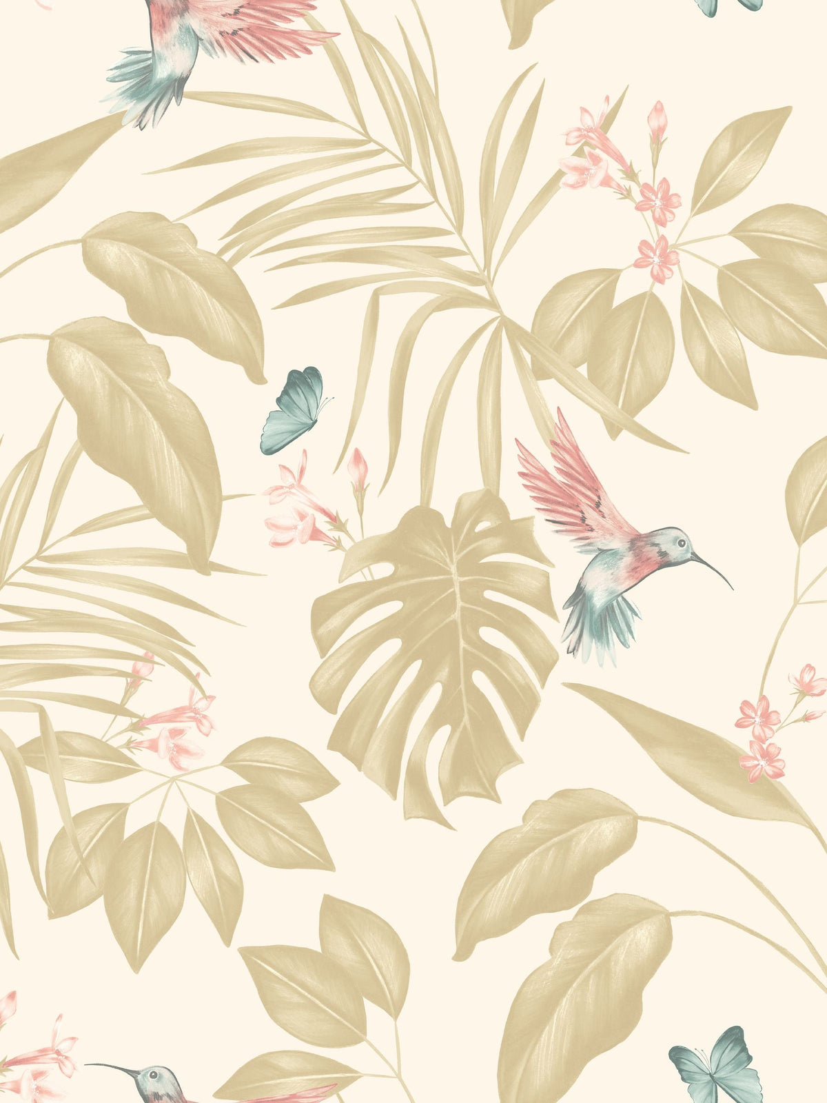 Ohpopsi natural hummingbird wallpaper sample A4 - British product