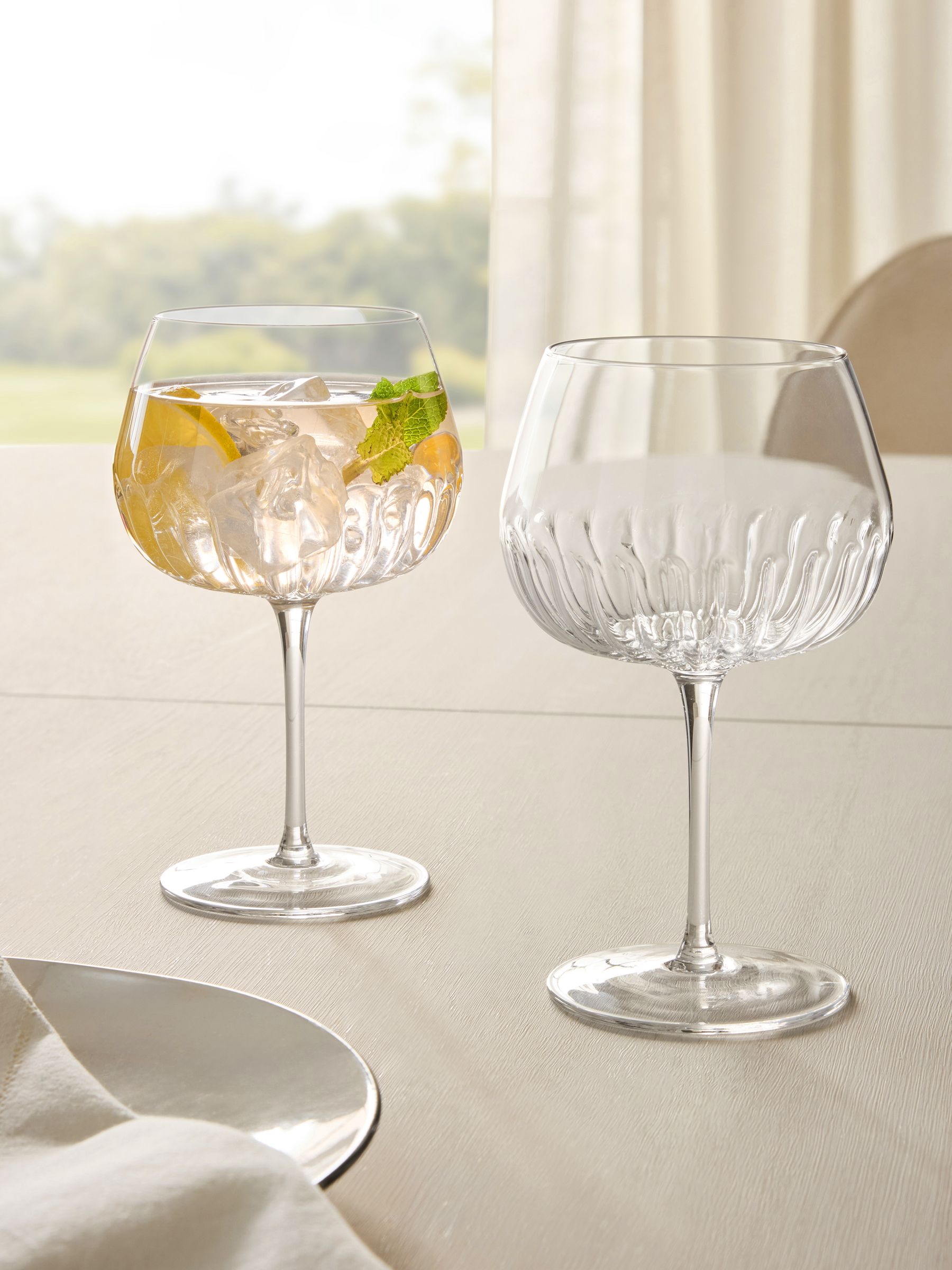 Clear floral gin glasses set of 2, 19cm, UK version