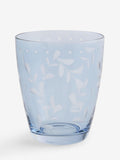 Set of 2 blue etched tumbler glasses 10.5cm - British product