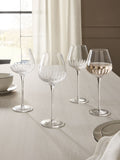 Set of 4 clear Rosa wine glasses mouthblown floral design - British product