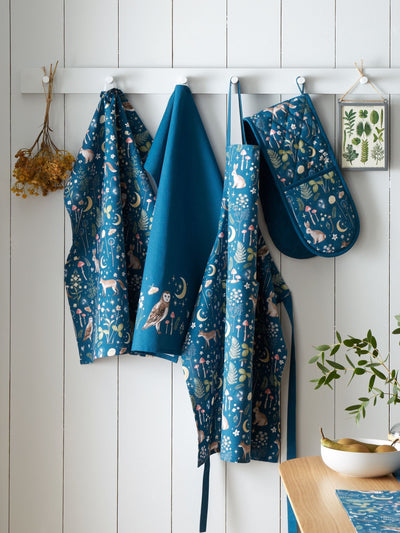 Tablier de cuisine en coton Catherine Lansfield Enchanted Twilight Animals bleu marine Taille unique
