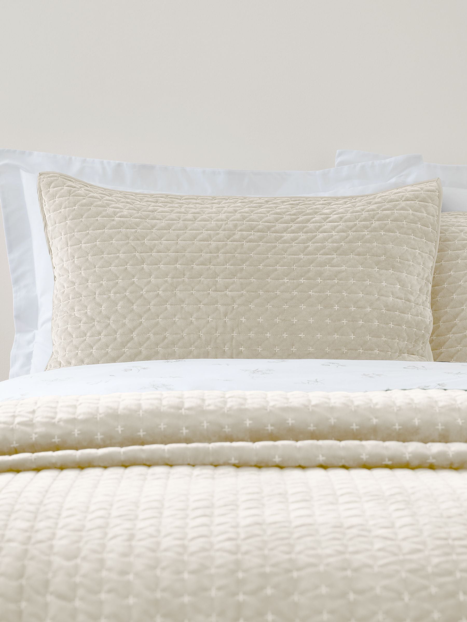 Bianca velvet embroidered pillow sham Oxford pair, imported from the UK