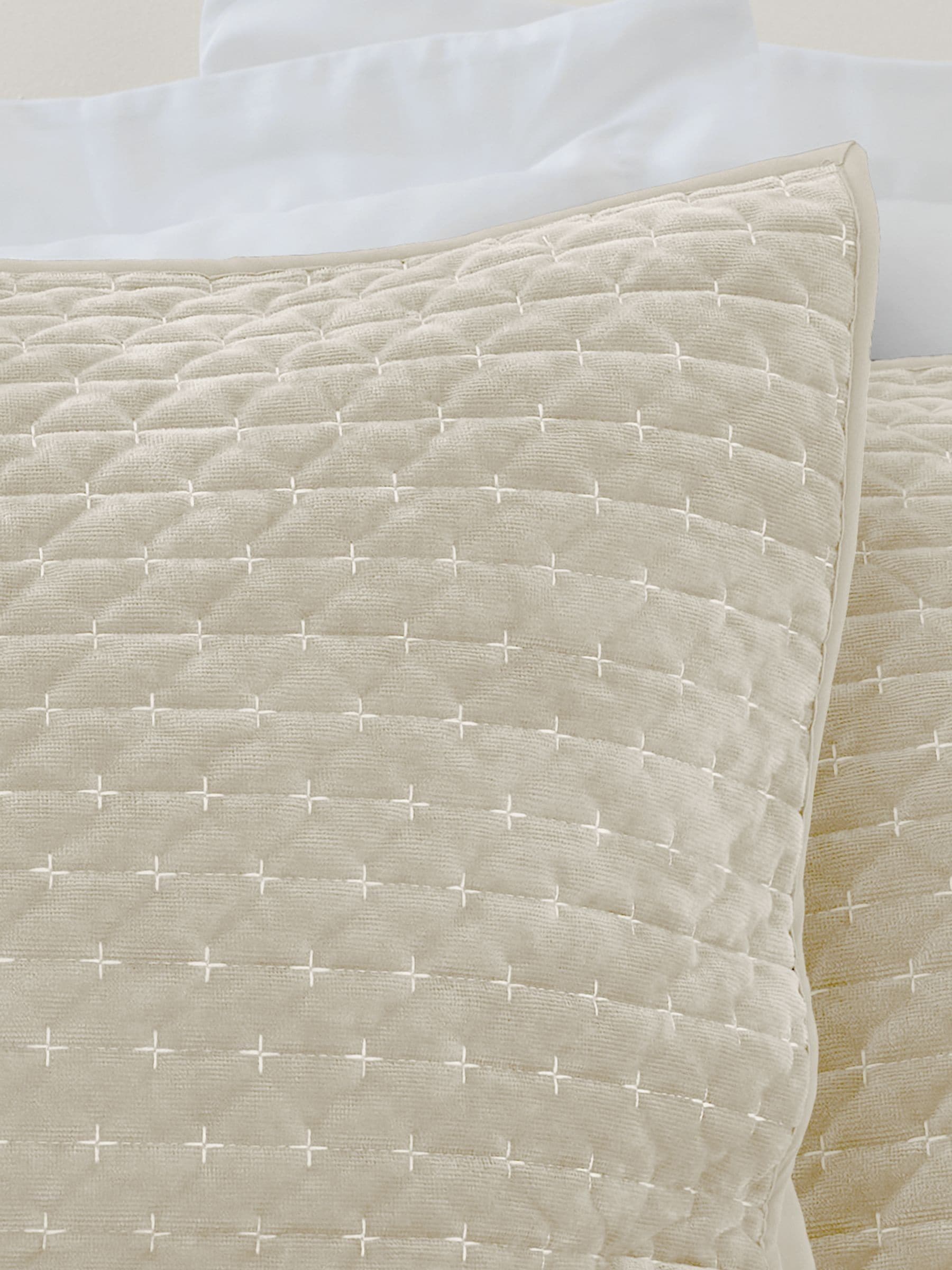 Bianca velvet embroidered pillow sham Oxford pair, imported from the UK