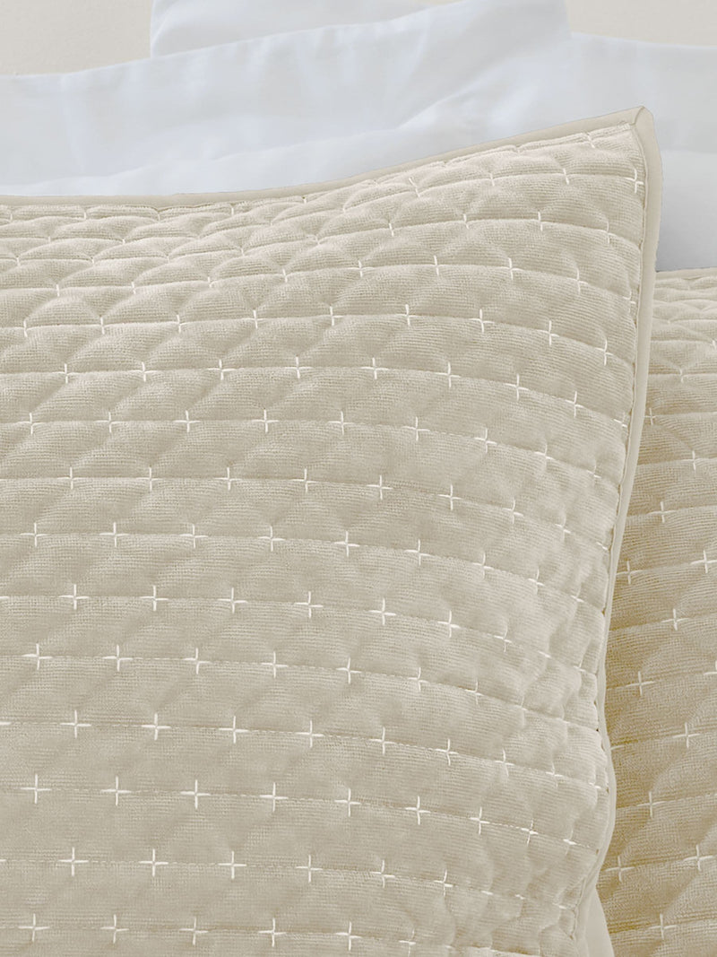 Bianca velvet embroidered pillow sham Oxford pair, imported from the UK