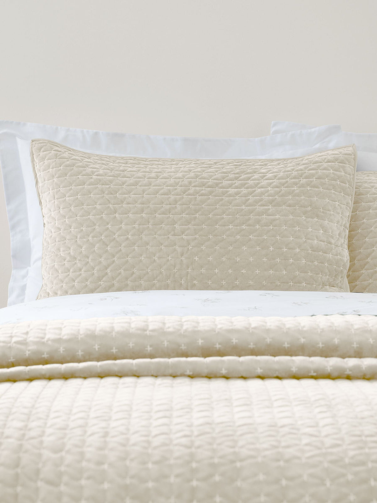 Bianca velvet embroidered pillow sham Oxford pair, imported from the UK