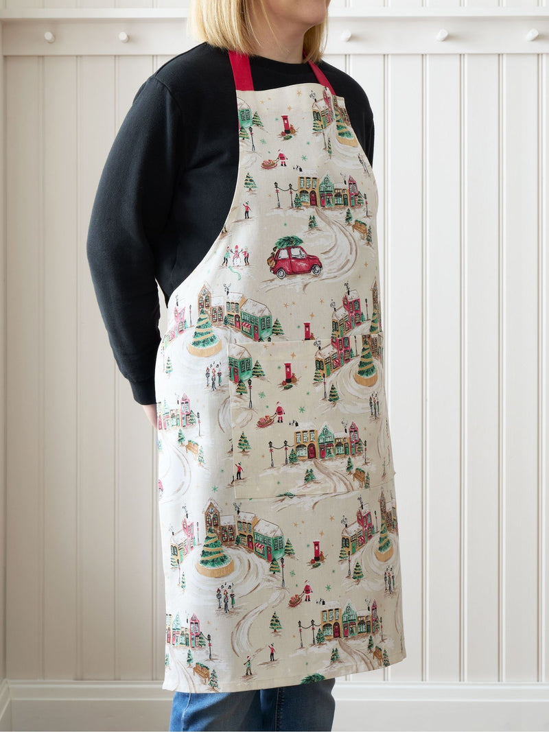 Catherine Lansfield Natural Christmas Town Cotton Kitchen Adult Apron