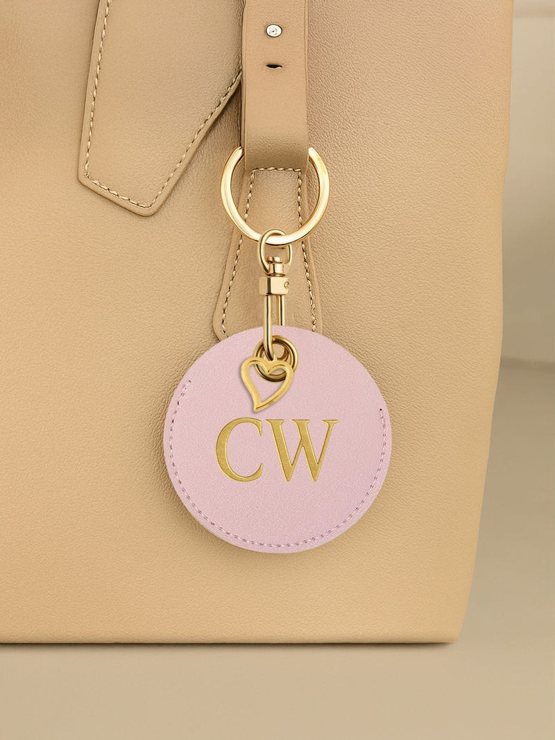 Jonnys Sister	Personalised Faux Leather Bag Accessory with Gold Tone Heart Charm