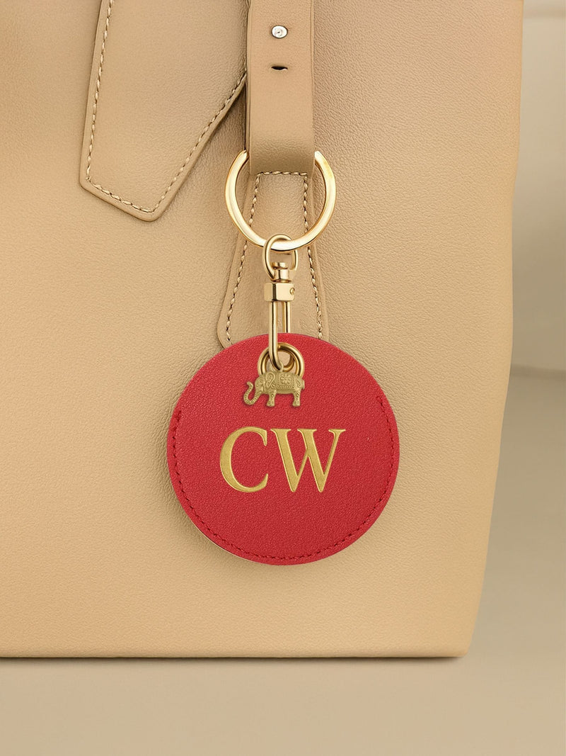 Jonnys Sister	Personalised Faux Leather Bag Accessory with Gold Tone Elephant Charm
