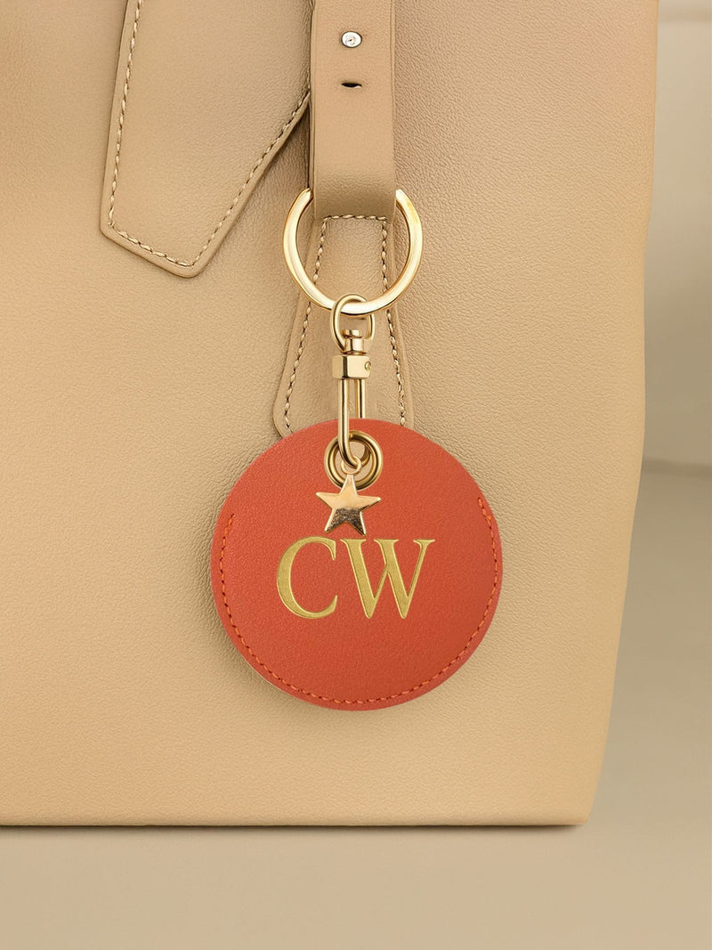 Jonnys Sister	Personalised Faux Leather Bag Accessory with Gold Tone Star Charm