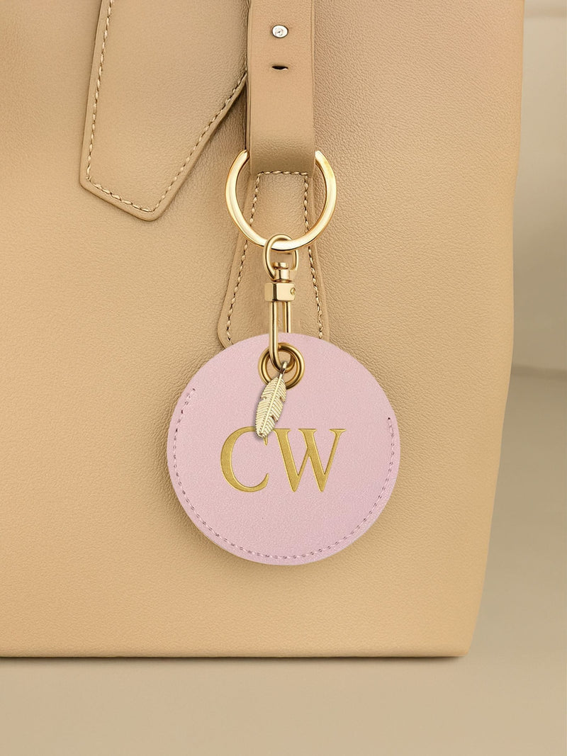 Jonnys Sister Personalised Faux Leather Bag Charm - Gold Tone Feather