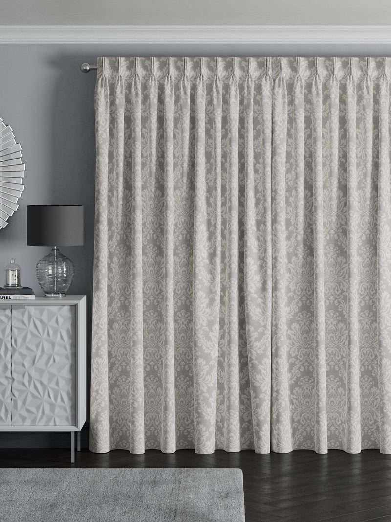 Grey damask made to measure curtains cotton blend - British brand
