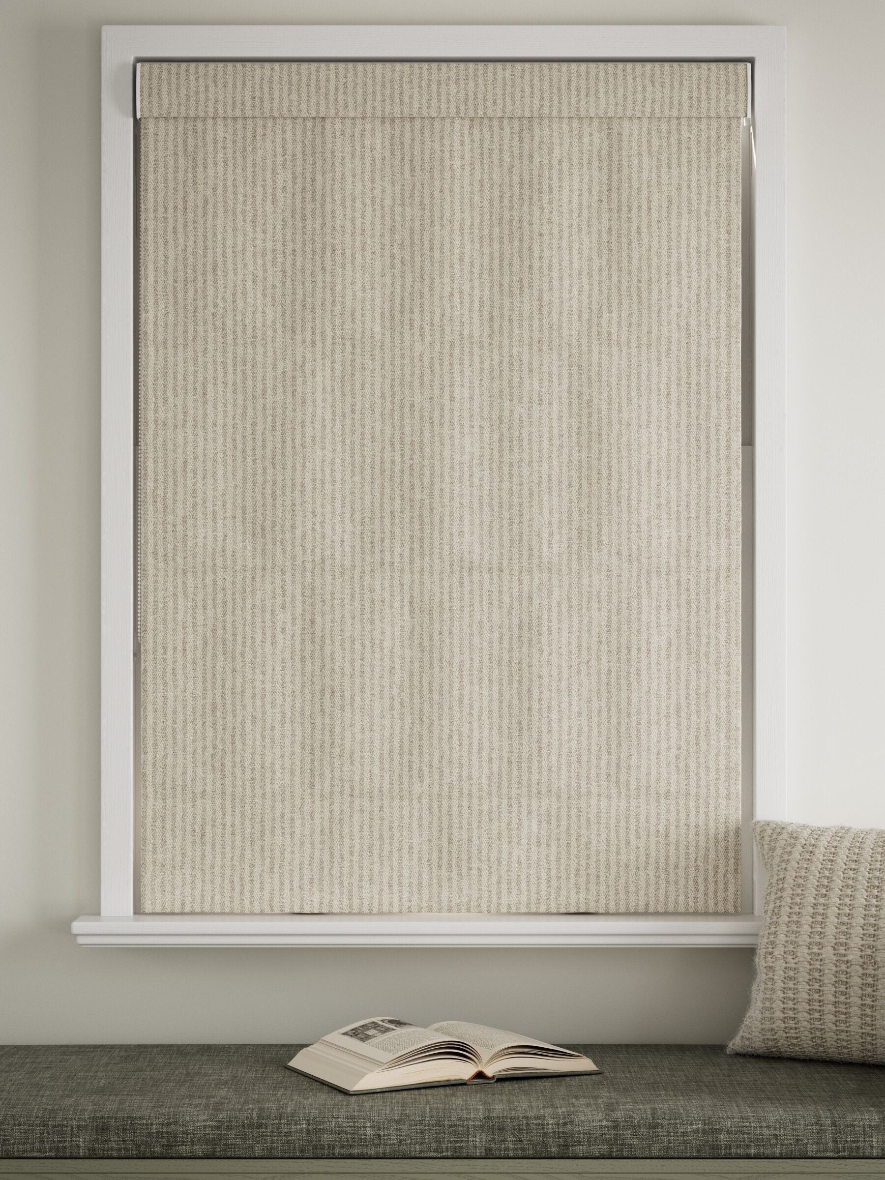 Natural brushed stripe roman blinds made to measure - British product