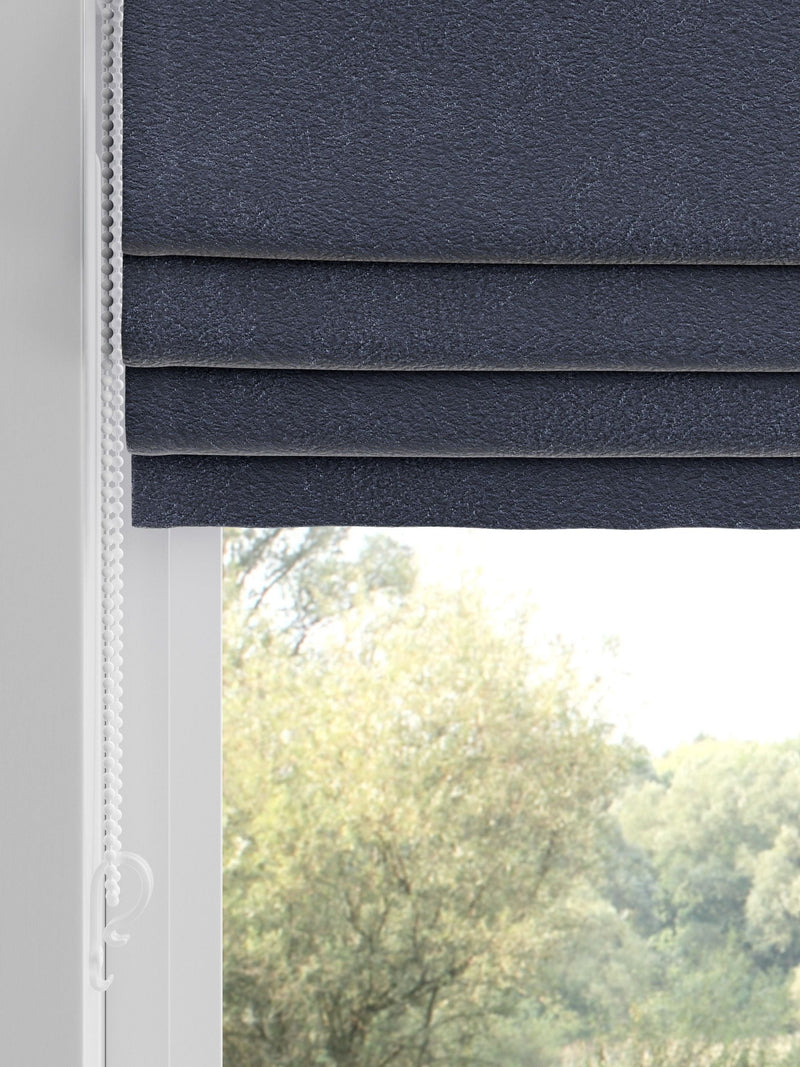Blue embossed roman blind, UK version