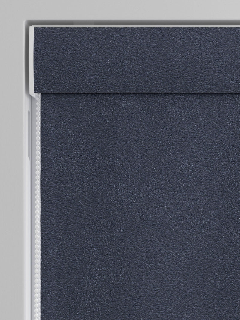 Blue embossed roman blind, UK version