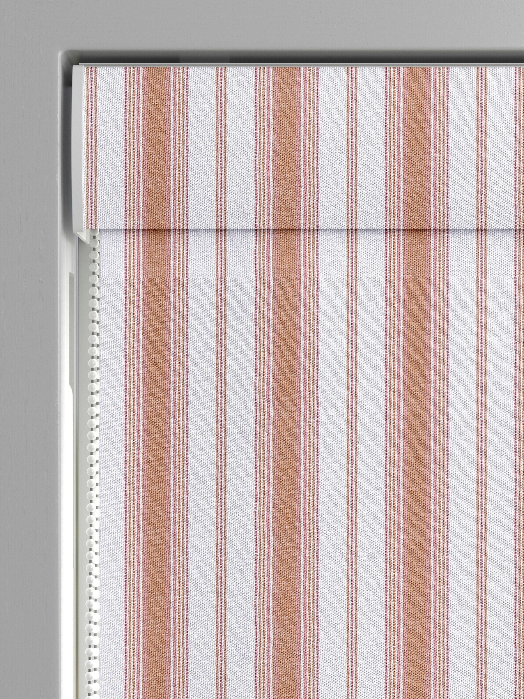 Balthica orange striped embroidered Roman blind made to measure, imported from the UK
