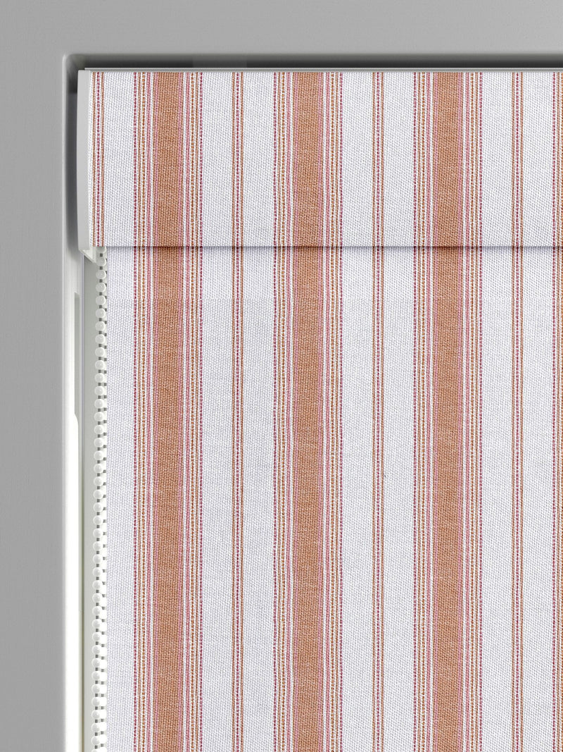 Balthica orange striped embroidered Roman blind made to measure, imported from the UK